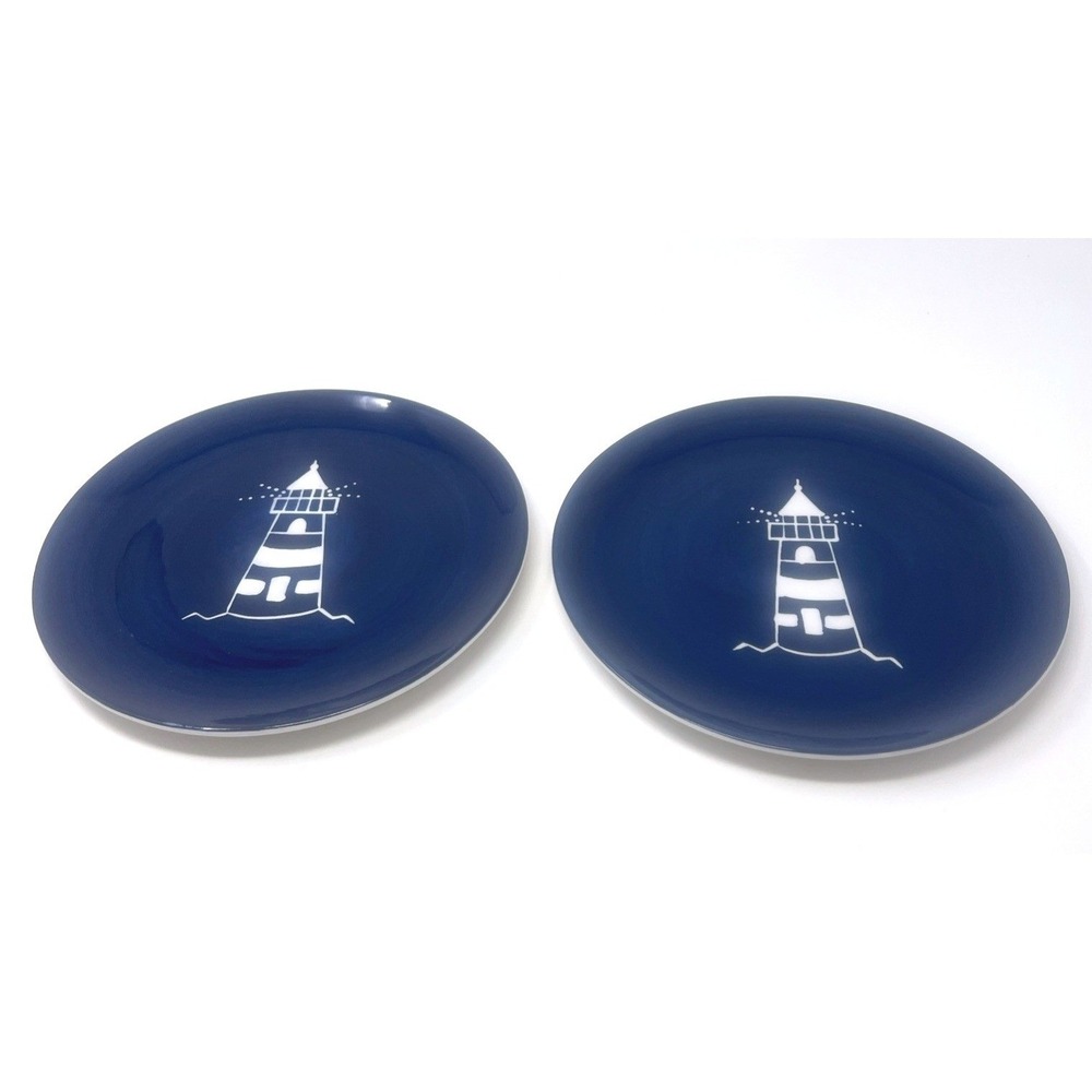 Set Of Trish‎ Richman Home International By The Sea 8"  Salad Plates Lighthouse